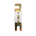 Top-down view of 300A ANL fuse showing gold-plated terminals and white ceramic housing
