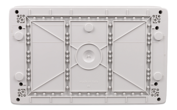 Rear view of the enclosure base with integrated mounting points