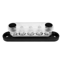 Angled view of 5-stud busbar with clear polycarbonate cover installed