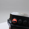 Close-up of battery box front panel showing master switch and protected USB ports