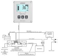 Wiring diagram for battery monitor showing connections between shunt, batteries and remote display