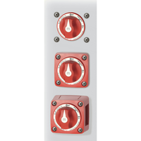 Vertical arrangement showing flush, surface and panel mounting configurations for the battery switch