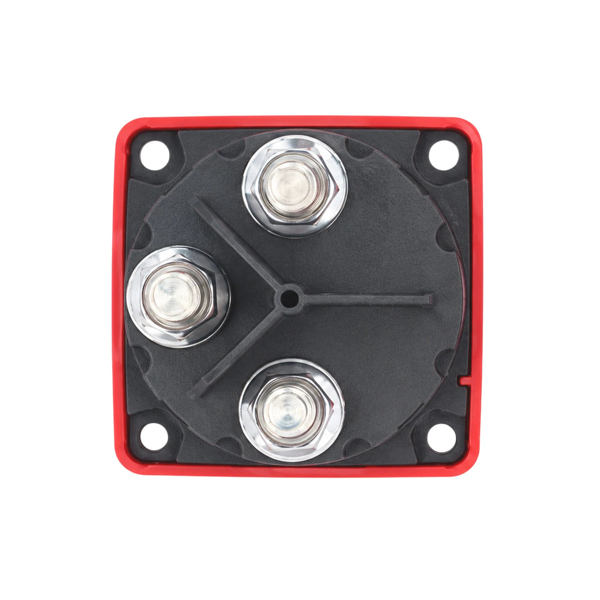 Rear technical view of battery selector switch showing three metal terminals