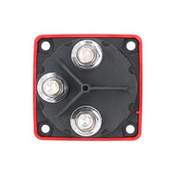 Rear technical view of battery selector switch showing three metal terminals