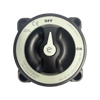 Top-down view of battery switch showing rotary knob and clear ON OFF position labels
