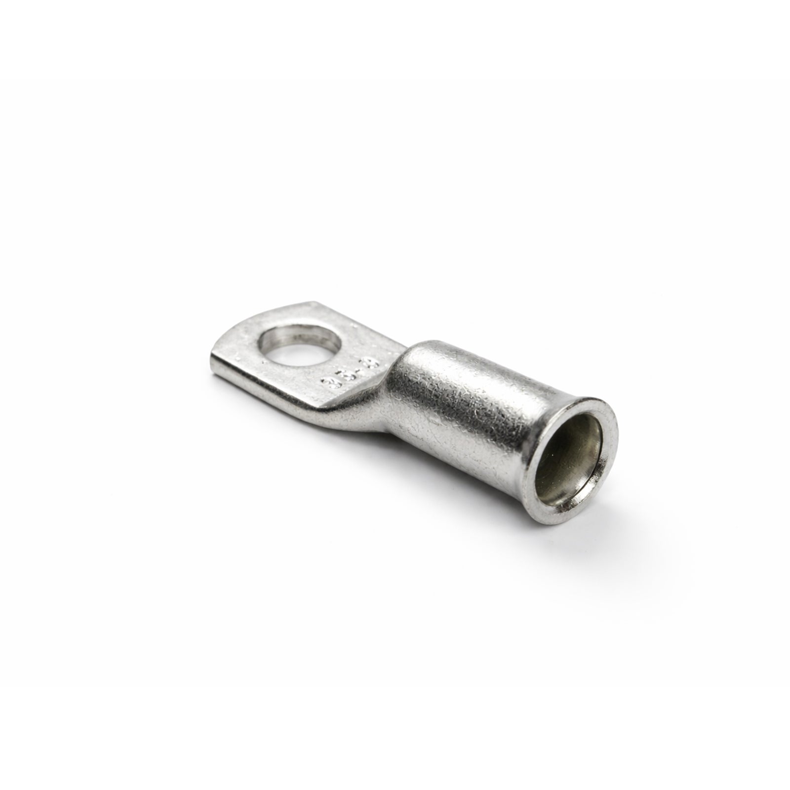 Close-up of the flared bellmouth barrel on a 35mm² copper cable lug
