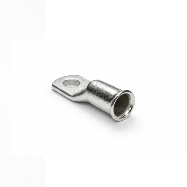 Close-up of the flared bellmouth barrel on a 50mm² copper cable lug