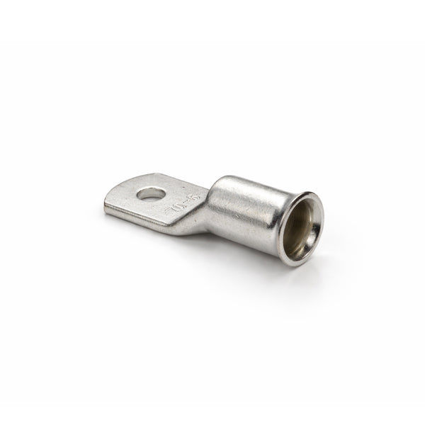 Close-up of the flared bellmouth barrel on a 70mm² copper cable lug