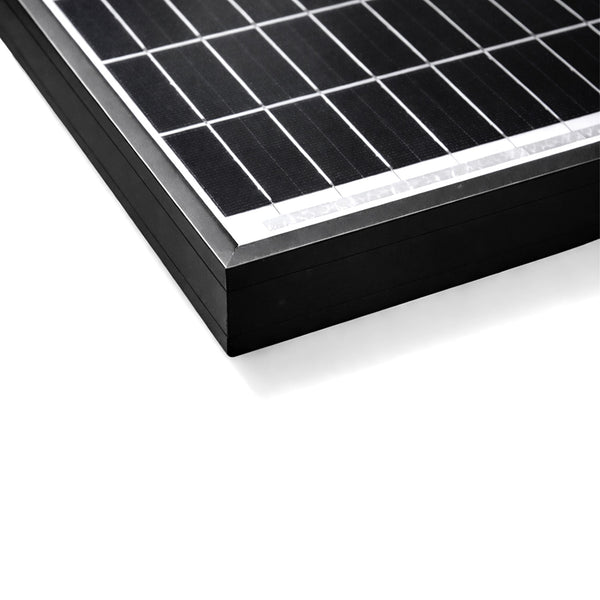Macro shot of black anodized aluminium frame corner