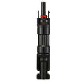 Vertical view of Exotronic 20A in-line blocking diode solar connector with red O-ring seal