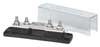 Blue Sea ANL fuse holder featuring a black base, two 5/16 inch studs, installed fuse and clear cover