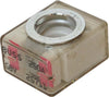 Close-up of Blue Sea Systems MRBF terminal fuse showing 250A and 58V markings on clear housing