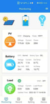 Screenshot of Bluetooth solar controller monitoring app interface