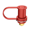 Red bulkhead battery post with protective boot closed covering the terminal