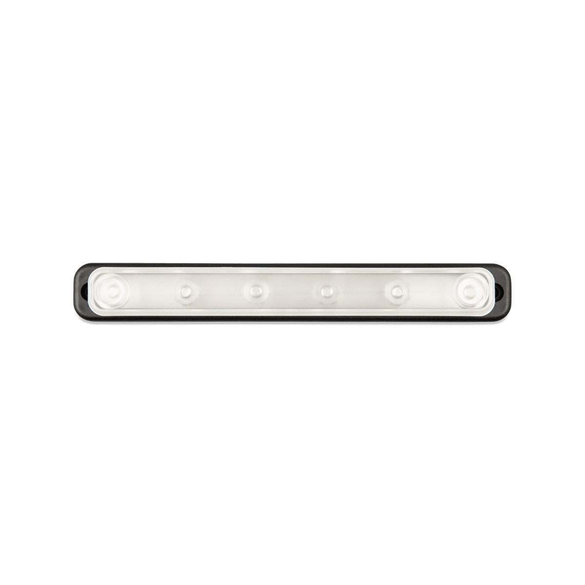 Top-down view of 150A busbar with clear cover installed