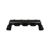 Angled side view of the black protective busbar cover with cable entry cutouts