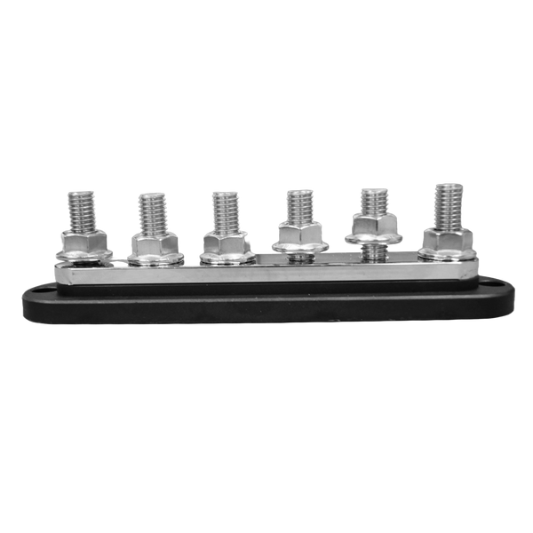 Side profile of busbar showing stud height and sturdy base construction
