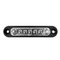 Direct overhead view of 5-screw busbar with two terminal studs and mounting holes