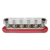 Perspective view of 300A busbar with transparent cover installed over six terminals