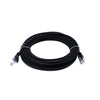 Side view of coiled black Cat6 ethernet cable bundle secured with white twist ties