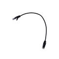 Full view of black 0.3m Cat6 UTP Ethernet patch cable with RJ45 connectors