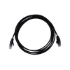 Coiled black 3m Cat6 UTP ethernet cable with RJ45 connectors facing forward against a white background