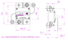 Technical dimensional drawing of the 100A surface mount breaker with metric measurements