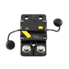 Top view of circuit breaker in tripped position with terminal caps removed