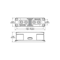 Technical dimensional drawing of a Class T fuse block showing length and width in inches