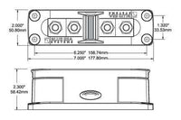 Dimensional drawing of the compatible Class T fuse block