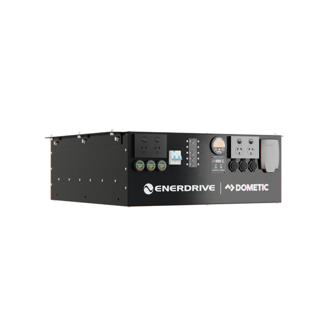 Side perspective of the black enclosure for the Ener-K-CPS-01 power system