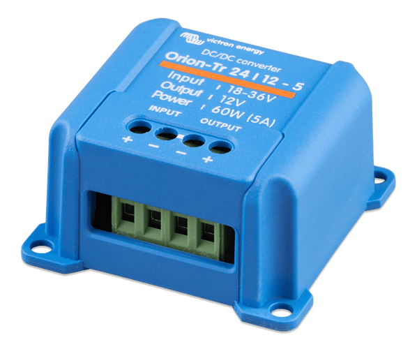 Perspective view of the compact blue non-isolated 60W DC-DC converter