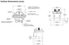 Technical dimensional drawing of the AEV250 contactor showing top, front, and side views with measurements
