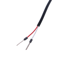 Close-up of red and white wire leads with ferrules for secure terminal connection