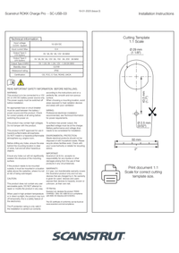 Cutting template and safety information guide for USB socket
