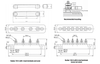 Dimensional drawings for 4-terminal and 6-terminal 150A busbar variants