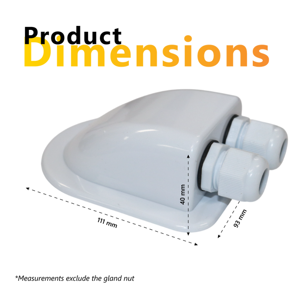 Dimensional diagram of cable entry cover showing 111mm length, 93mm width and 40mm height
