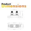 Technical drawing showing 80mm length, 44mm height and 30mm stud spacing