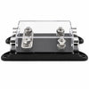 Perspective view of a dual ANL fuse holder with a clear polycarbonate protective cover