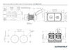 Dimensional drawing showing mounting cutout sizes and exterior product measurements