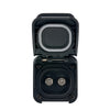 Front view of open socket with clearly labelled Satellite and Cable ports