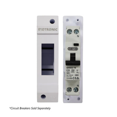 Comparison of empty enclosure casing versus internal base with circuit breaker installed