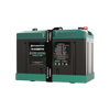 Front view of Enerdrive 12V 100Ah B-TEC Ultra lithium battery with green IP67 casing and mounting strap