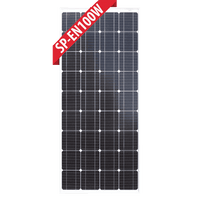 Front view of Enerdrive 100W monocrystalline fixed solar panel with silver frame