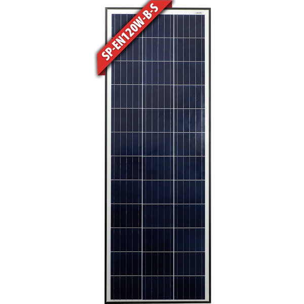 Enerdrive 120W slim fixed polycrystalline solar panel with a black aluminium frame