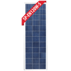 Front view of 120W polycrystalline solar panel with silver frame and blue cells