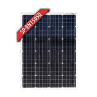 Front view of Enerdrive 150W monocrystalline fixed solar panel with black frame