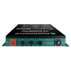 Connection panel view showing battery terminals, communication ports and reset switch