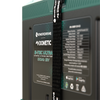 Close-up of the technical specification label and Enerdrive Dometic branding on the battery front