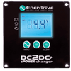 Front view of DC-DC charger remote control panel with LCD screen and navigation buttons
